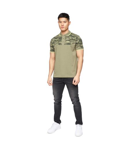 Mens brightling camo polo shirt olive Crosshatch