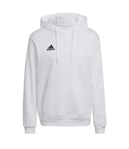 Mens Entrada 22 Cotton Blend Pullover Hoodie White Black Adidas