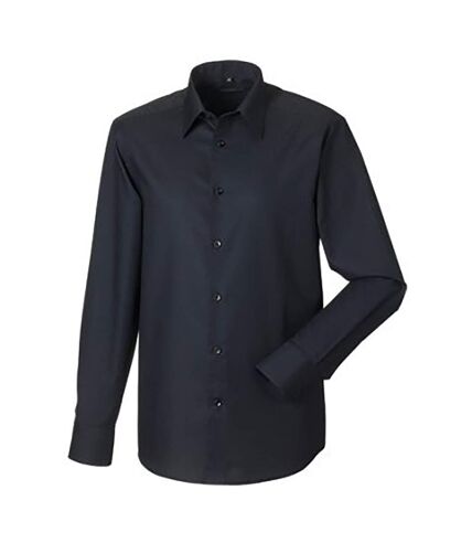 Russell Collection Mens Long Sleeve Easy Care Tailored Oxford Shirt (Black) - UTBC1015