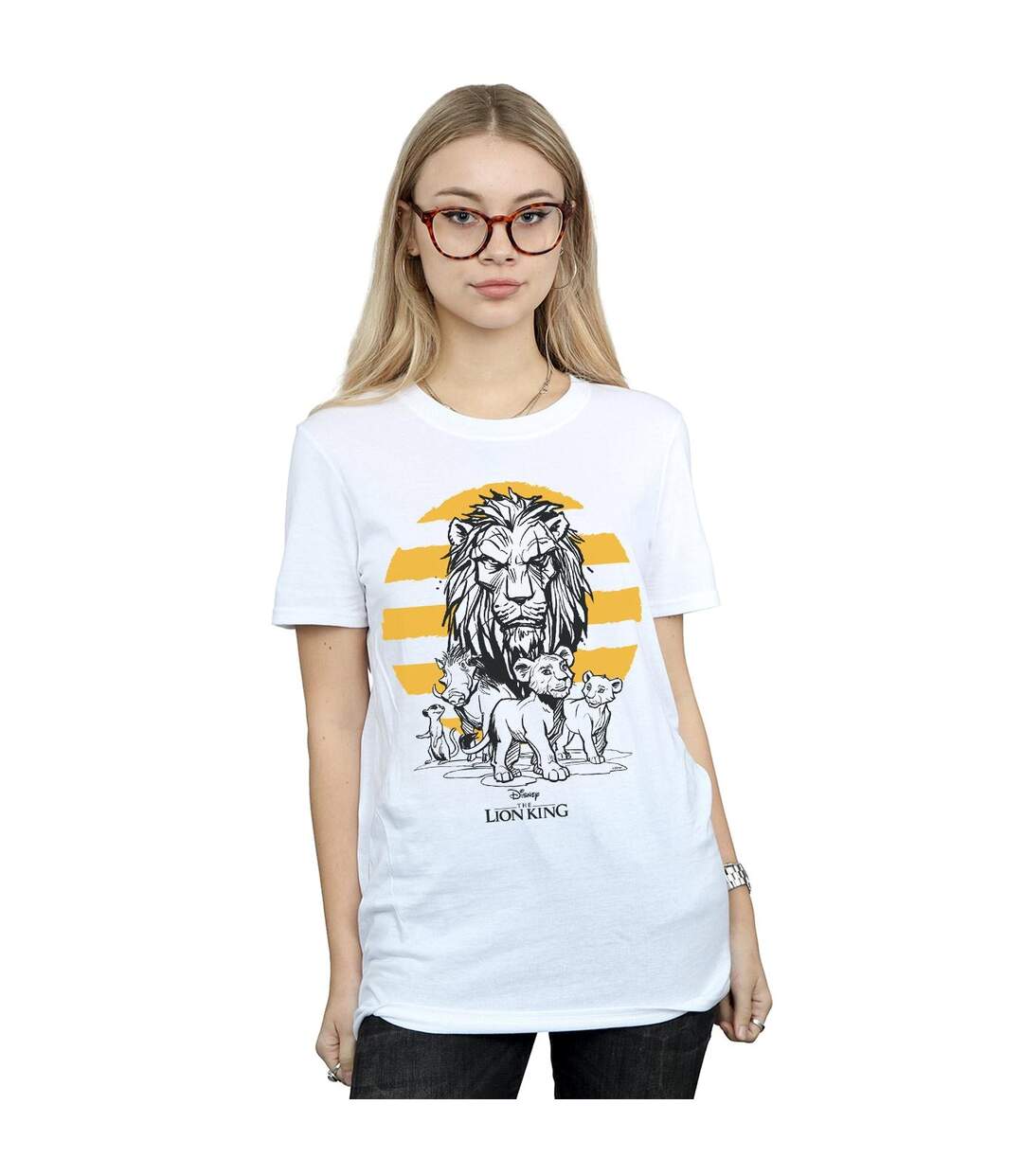 Disney Femme/Ladies The Lion King Movie Group Cotton Boyfriend T-Shirt (Blanc) - UTBI29224-2