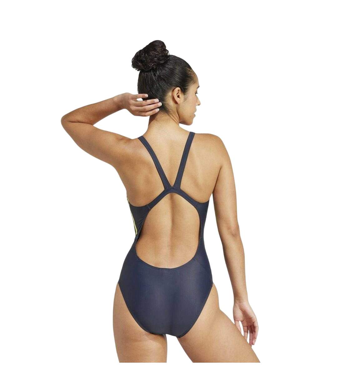Maillot De Bain 1 Pièce Motif/style 3 Rayures Femme Bleu Encre Adidas-3