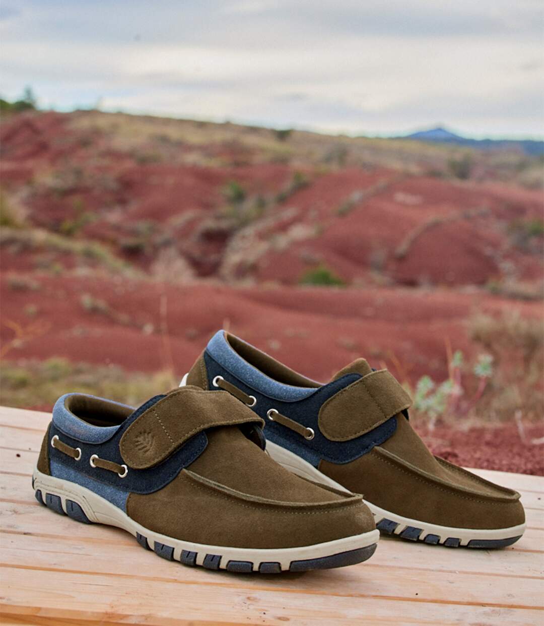 Men's Brown Hook-and-Loop Moccasins 