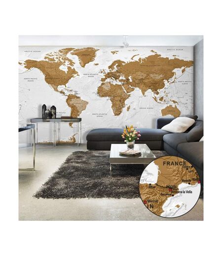 Papier Peint XXL World Map : White Oceans II 280x500cm