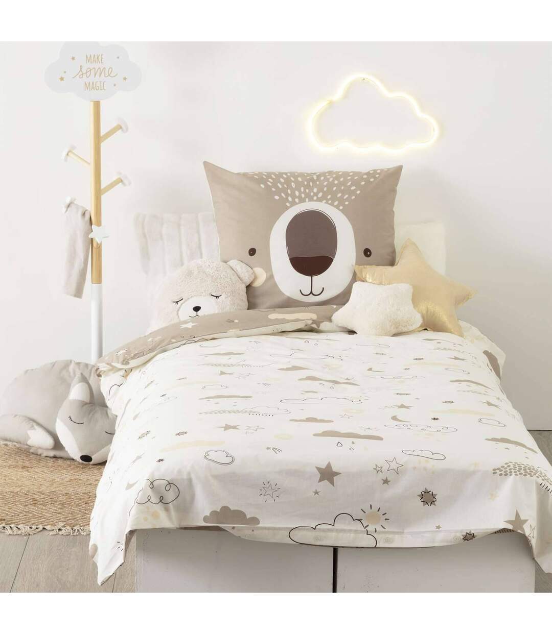 Parure de lit enfant Ourson - 100% coton 57 fils - 140 x 200 cm