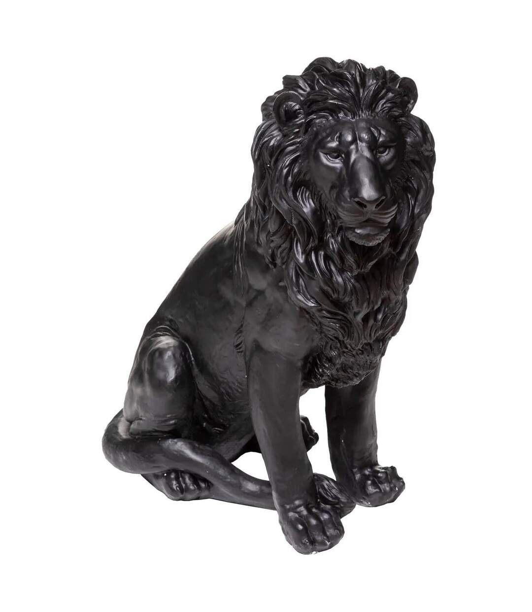 Statuette Déco Lion en Résine 80cm Noir-1