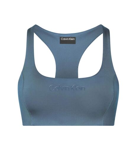 Womens/ladies Medium Impact Sports Bra Blue Calvin Klein