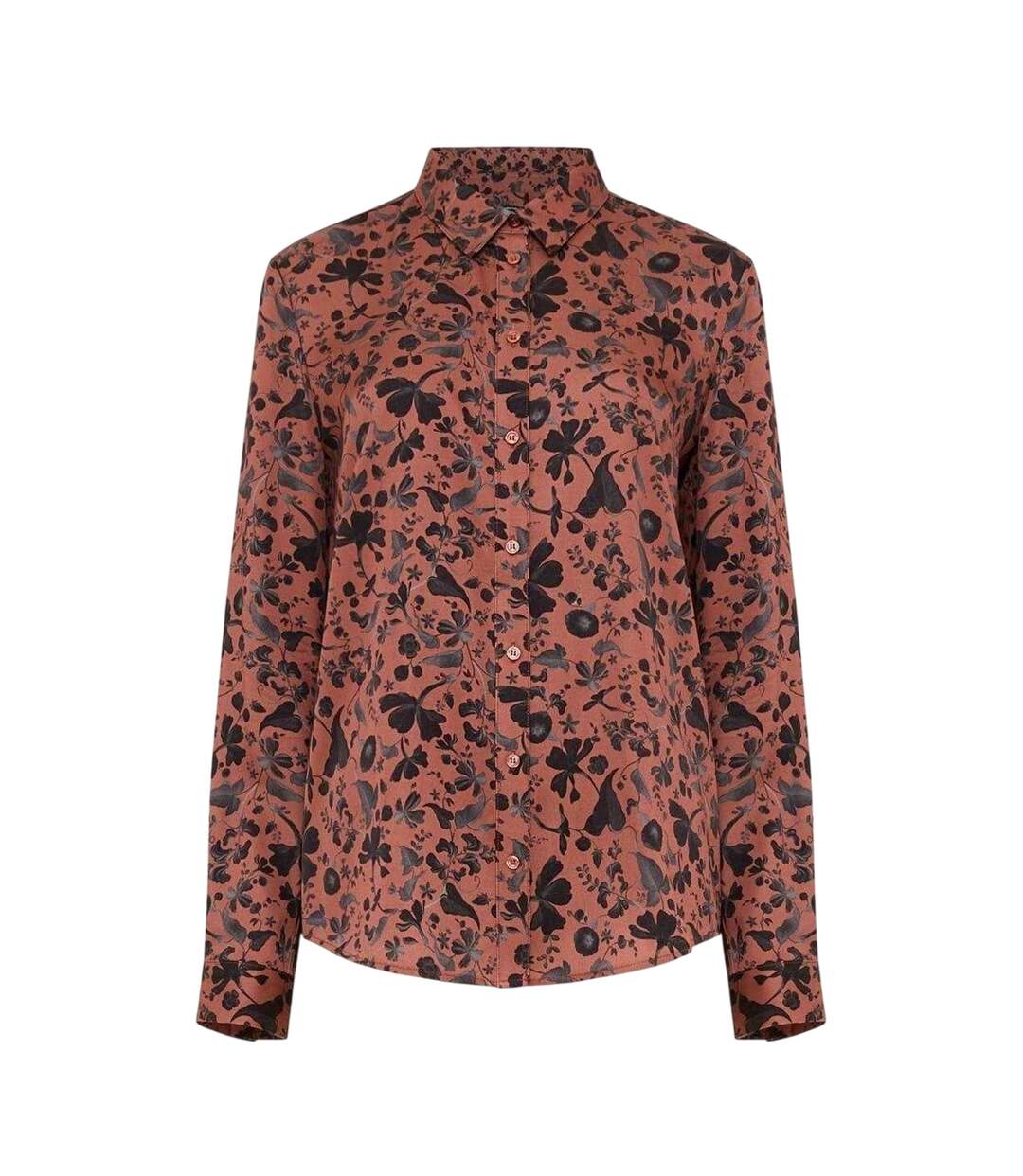 Blouse Manches Longues Motif/style Floral Femme Marron Rouge French Connection-1