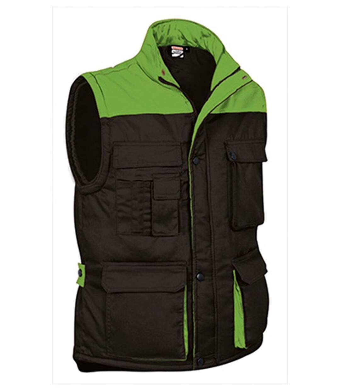 Gilet doudoune de travail sans manches - Homme - REF THUNDER - noir - vert pomme-1