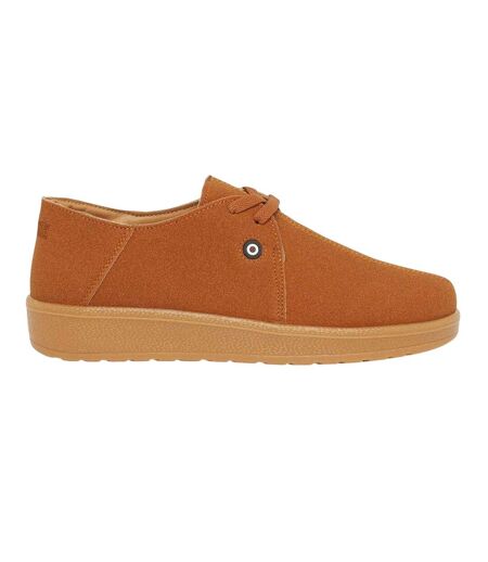 Mens Panda Lace Up Flat Casual Shoes Tan Lambretta