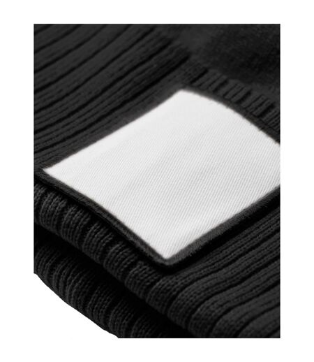 Bonnet Motif/style Pompon Noir Blanc Beechfield