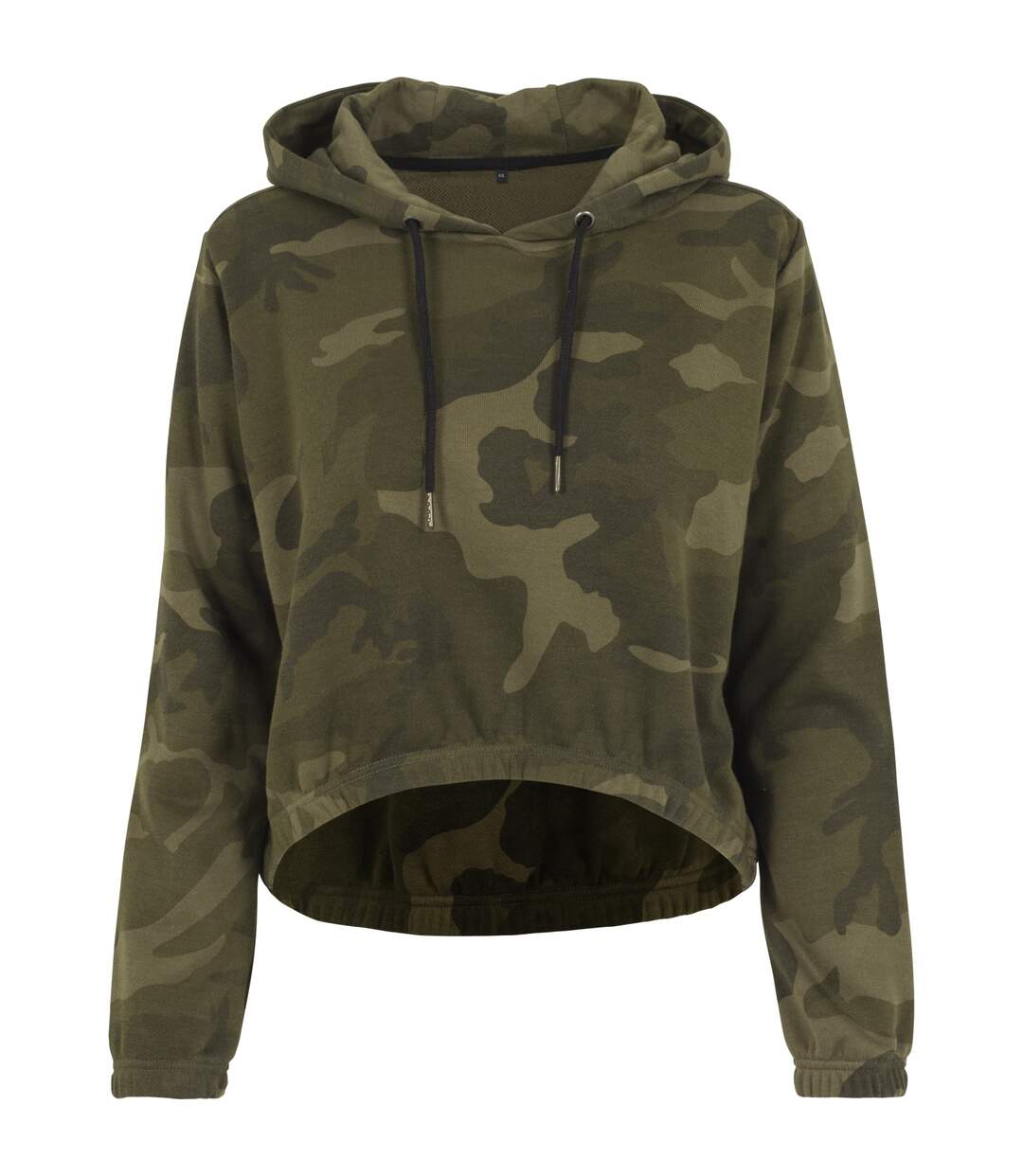 Build Your Brand Womens/Ladies Camo Cropped Hoodie (Olive Camo)