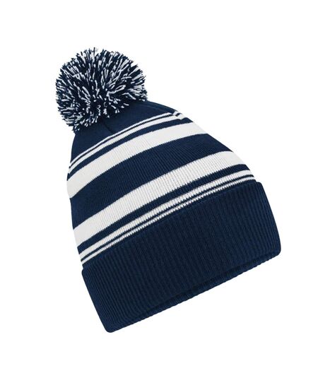 Bonnet Motif/style Rayé Fan Bleu Marine Français Blanc Beechfield