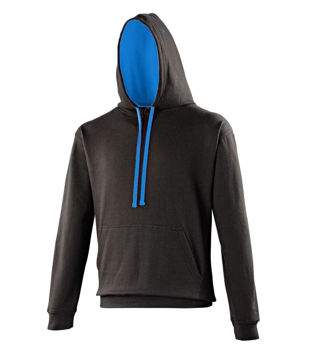 Sweat à capuche contrastée unisexe - JH003 - noir et bleu saphir