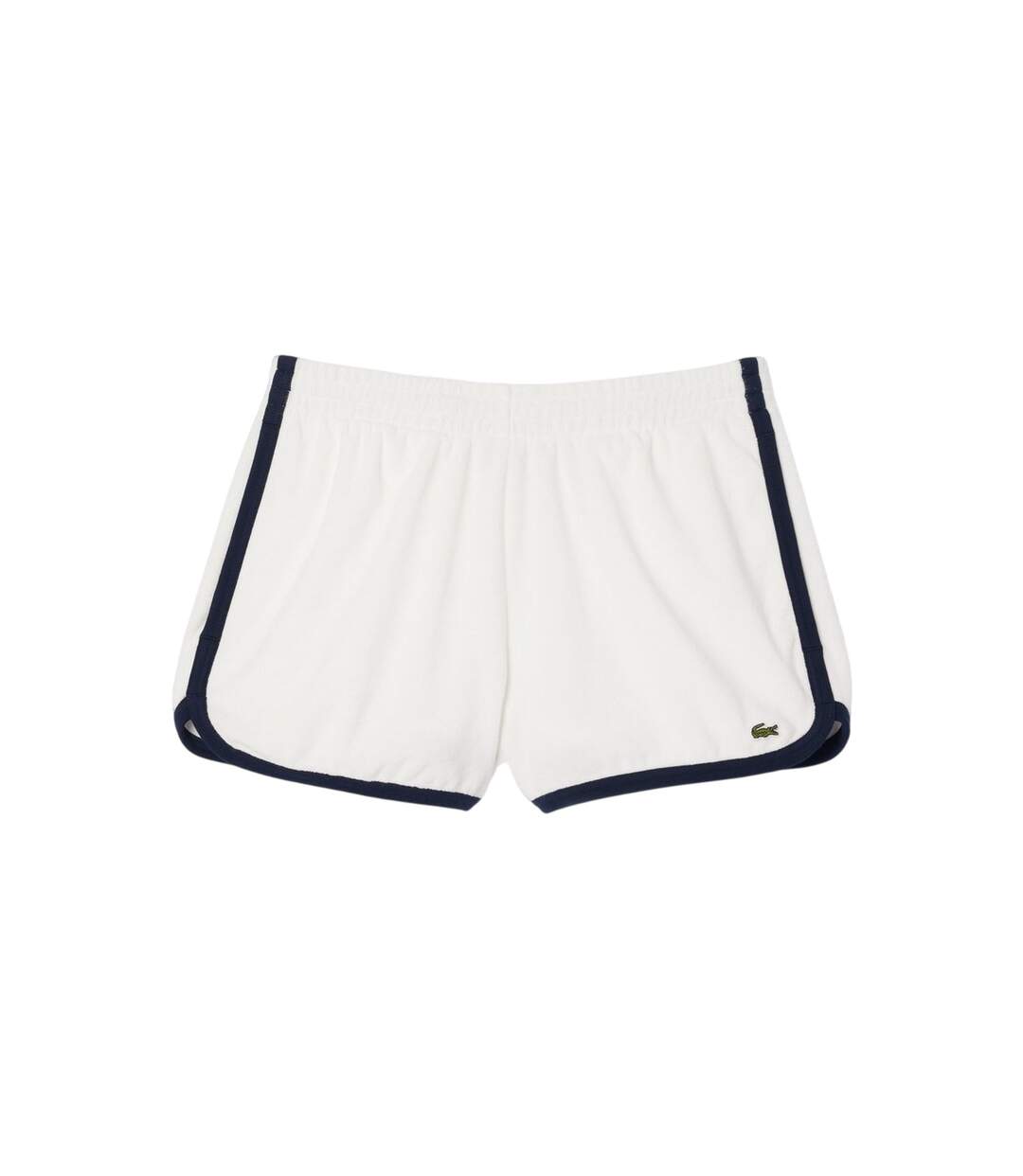 Womens/ladies Terrycloth Contrast Trim Shorts Cream Black Lacoste-2