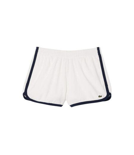 Womens/ladies Terrycloth Contrast Trim Shorts Cream Black Lacoste