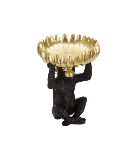 Vide-Poche Statuette Singe Banane 31cm Noir & Or