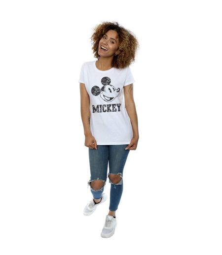 Disney T-shirt en coton à lacets Mickey Mouse Femme/Femme (Blanc) - UTBI31377