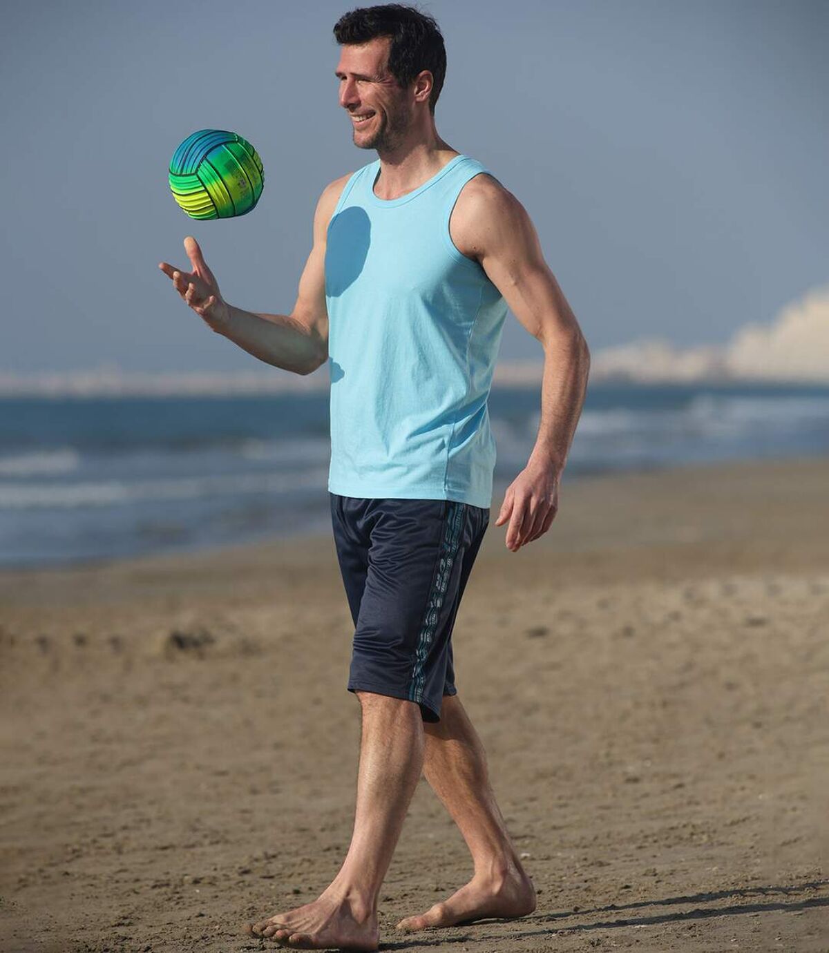 Pack of 3 Men's Plain Tank Tops - Blue Turquoise White  Atlas For Men