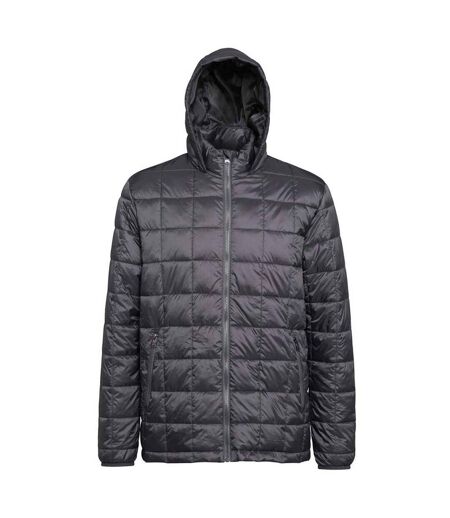2786 Mens Box Quilt Hooded Zip Up Jacket (Steel) - UTRW5263