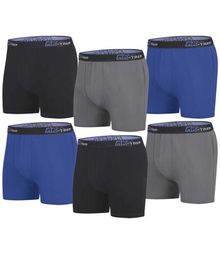 Pack of 6 Men's Plain Boxer Shorts - Black Gray Blue 