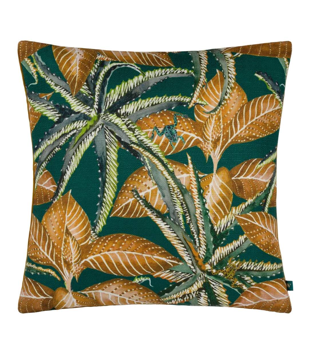 Ebon wilds jahi printed cushion cover 43cm x 43cm emerald Wylder