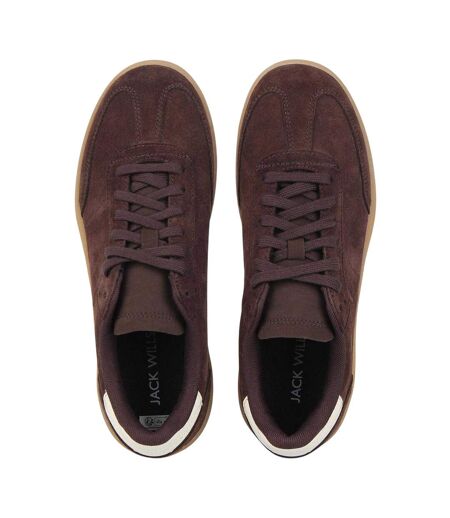 Womens/ladies Newbury Suede Platform Trainers Brown White Gum Jack Wills