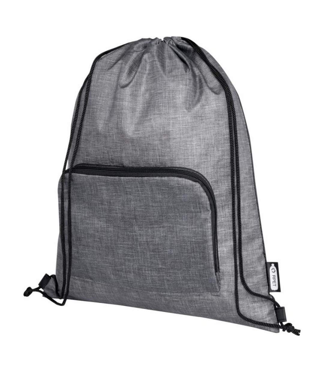 Ash Foldable Recycled Drawstring Bag One Size Heather Grey Solid Black Bullet-1