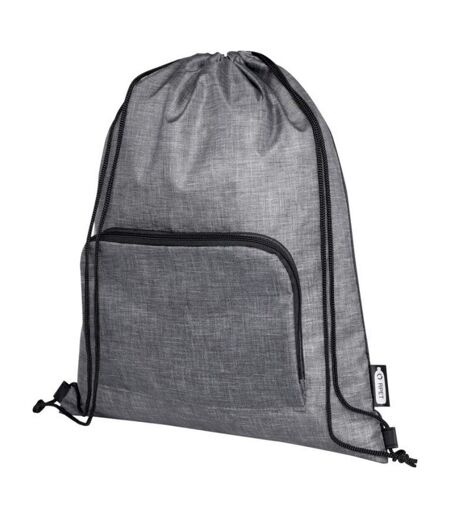 Ash Foldable Recycled Drawstring Bag One Size Heather Grey Solid Black Bullet