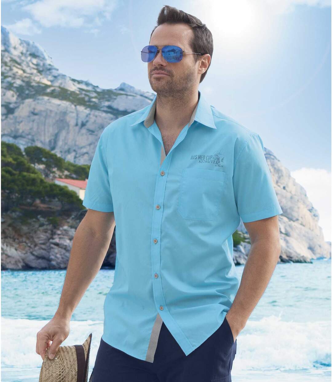 Men's Turquoise Short Sleeve Shirt Atlas For Men