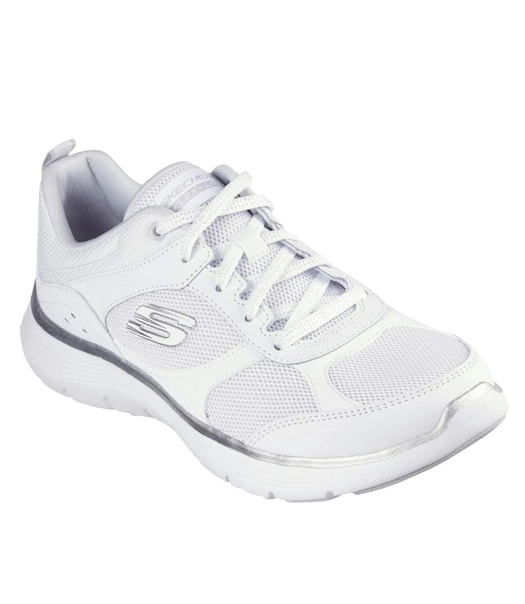 Womens/ladies Flex Appeal 5.0 Fresh Touch Trainers White Silver Skechers-1