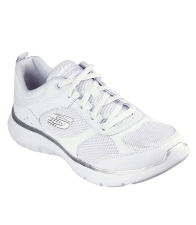 Womens/ladies Flex Appeal 5.0 Fresh Touch Trainers White Silver Skechers