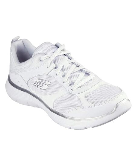 Womens/ladies Flex Appeal 5.0 Fresh Touch Trainers White Silver Skechers