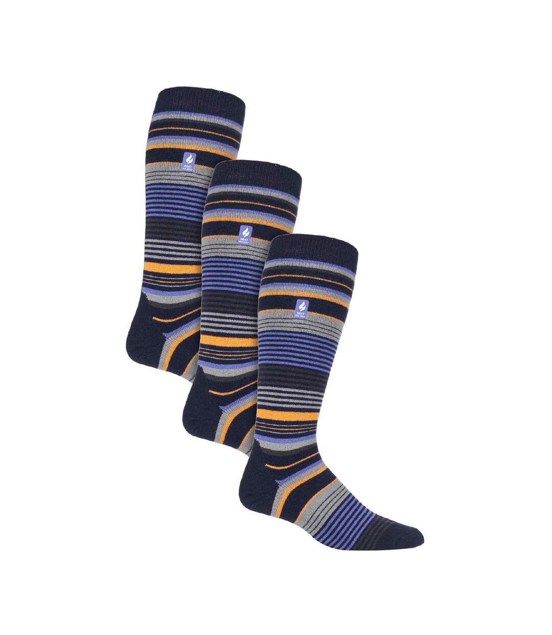 Heat Holders - 3 Paires Chaussettes Ski Genou Zigzag Rayées Talon et Pointe-1