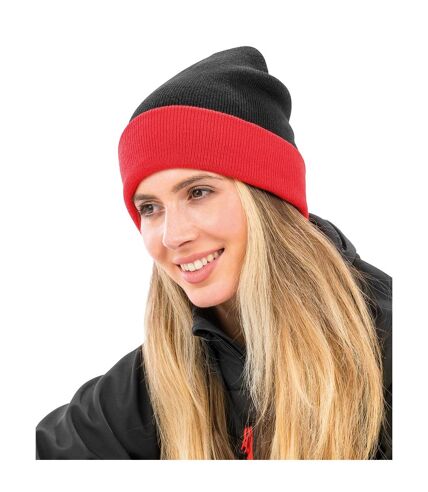 Result Genuine Recycled Unisex Adult Compass Beanie (Black/Red) - UTRW7950
