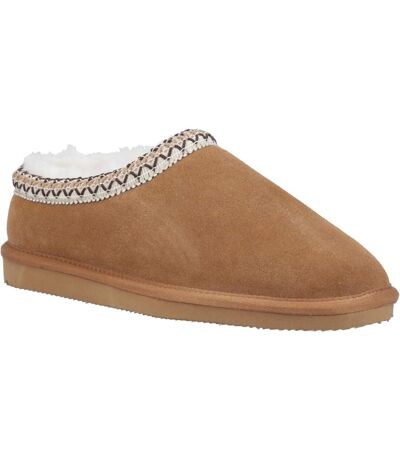 Womens/ladies foxmoor suede slippers tan Cotswold