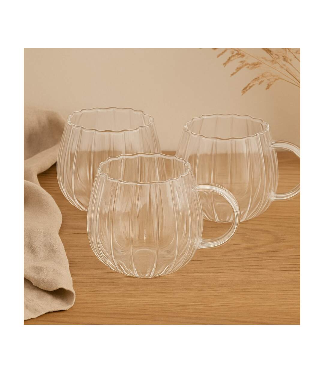 Lot de 6 Mugs en Verre Pumpkin 35cl Transparent-4