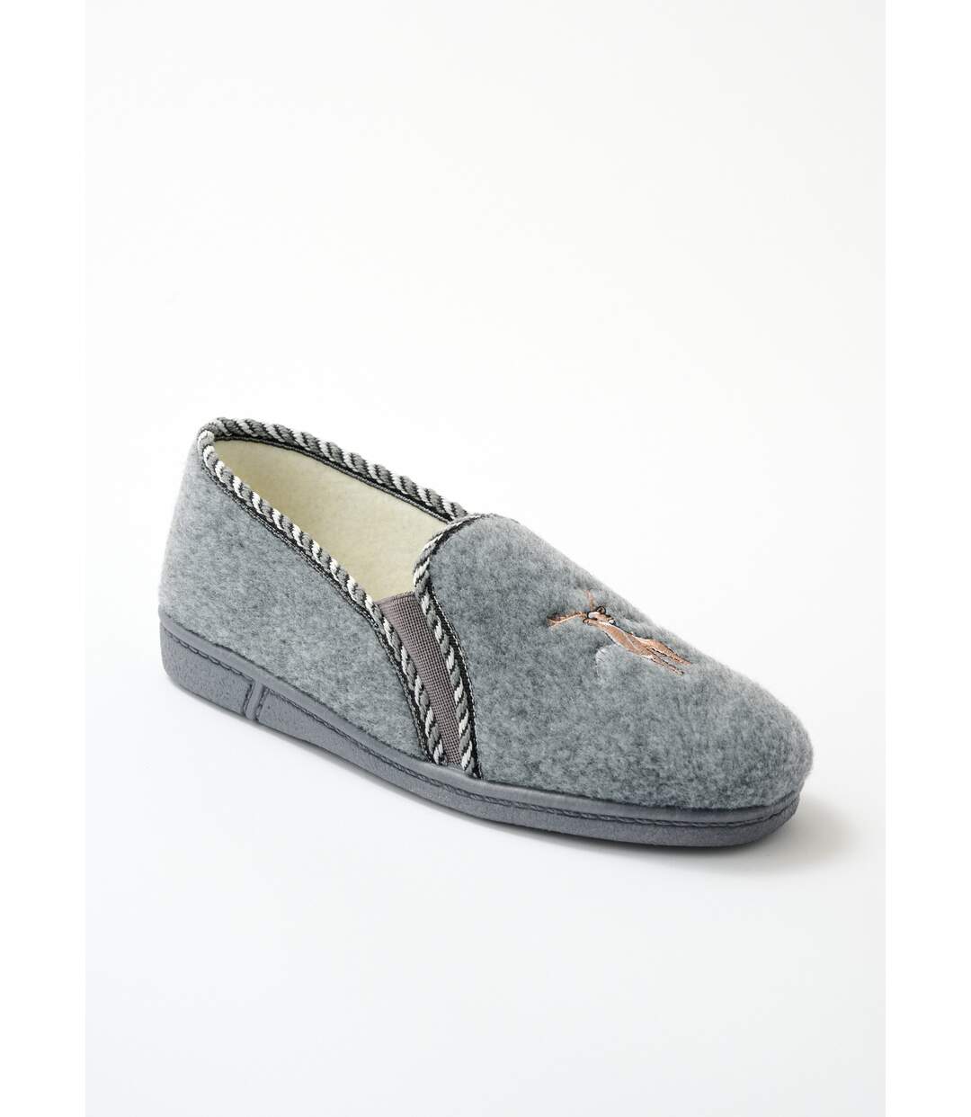 Chausson mocassin grande largeur mixte brodé-1