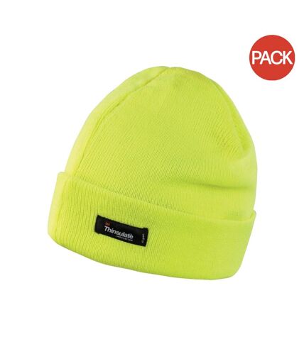 Lot de 2  bonnets thinsulate adulte jaune fluo Result