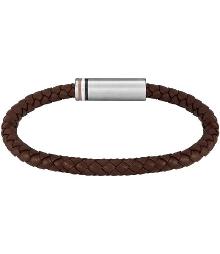 Mens Ares Leather Bracelet One Size Silver Boss