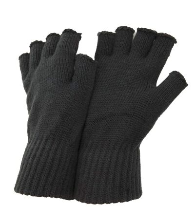 FLOSO Mens Winter Fingerless Gloves (Black)