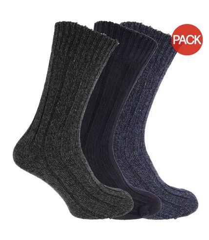 Lot de 3 Chaussettes de botte homme bleu marine/gris/bleu Universal Textiles