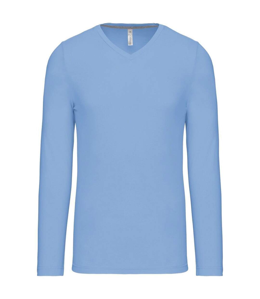 T-shirt manches longues col V - K358 - bleu ciel - homme