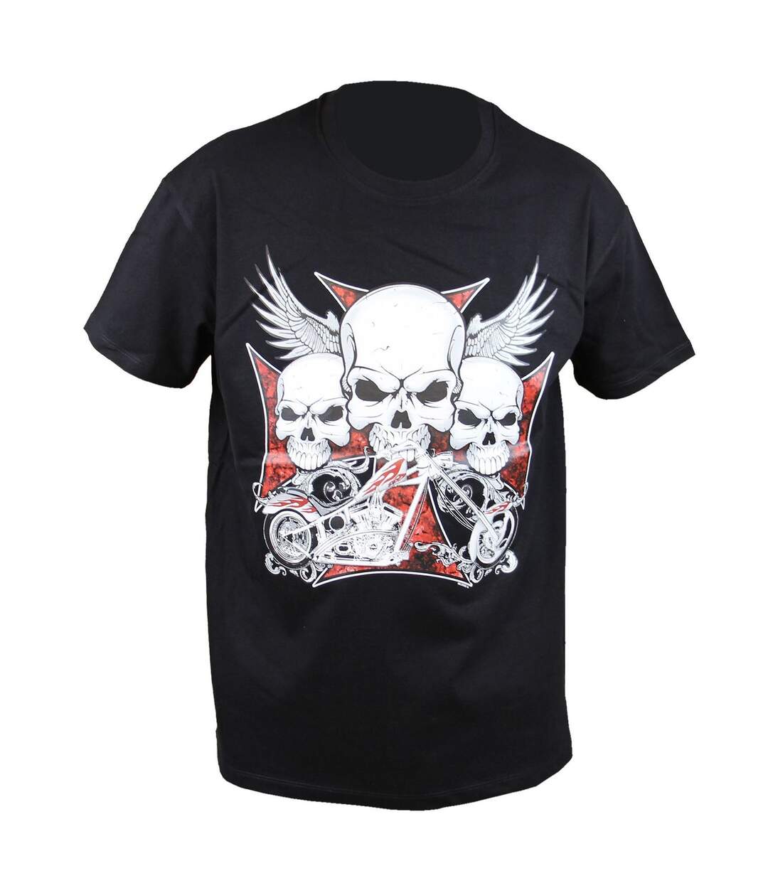 T-shirt homme manches courtes - Tête de mort Biker 10973 - noir-2