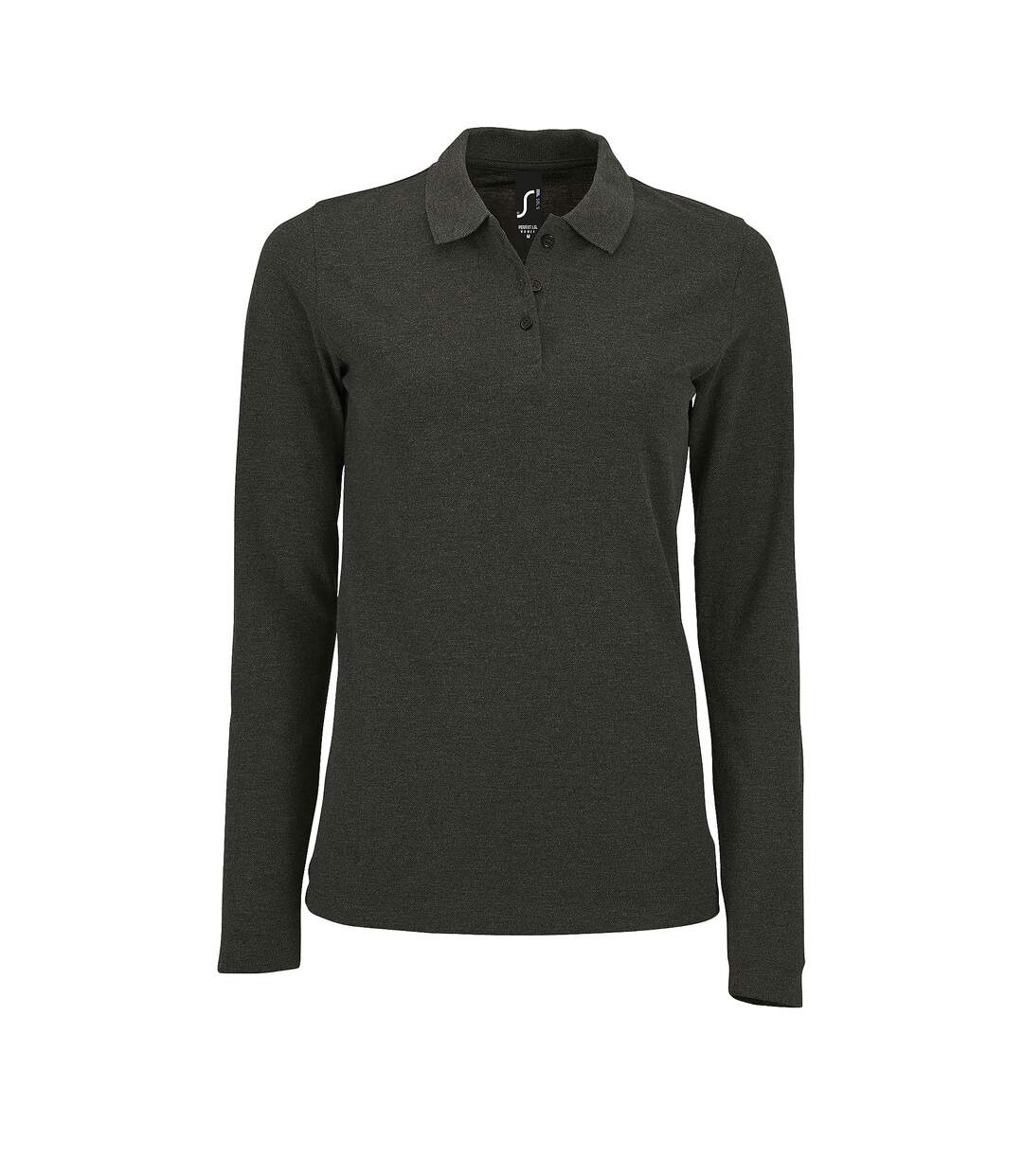 Polo manches longues perfect femme gris foncé SOLS