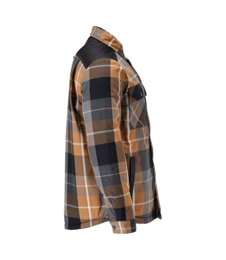 Mens Customised Checked Pile Shirt Nut Brown Mascot