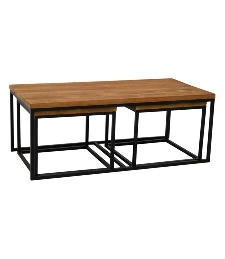 Tables basses modulables en bois recyclé et métal LOFT (Lot de 3)