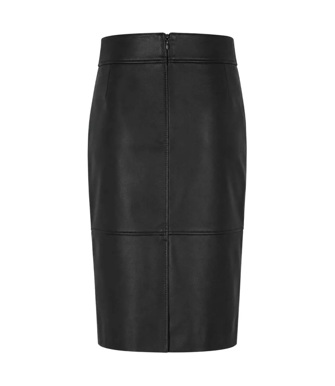Womens/ladies Selrita5 Leather Slim Pencil Skirt Black Boss-2