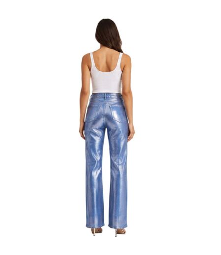 Womens/ladies Soho Metallic 5 Pockets Trousers Blue AmyLynn