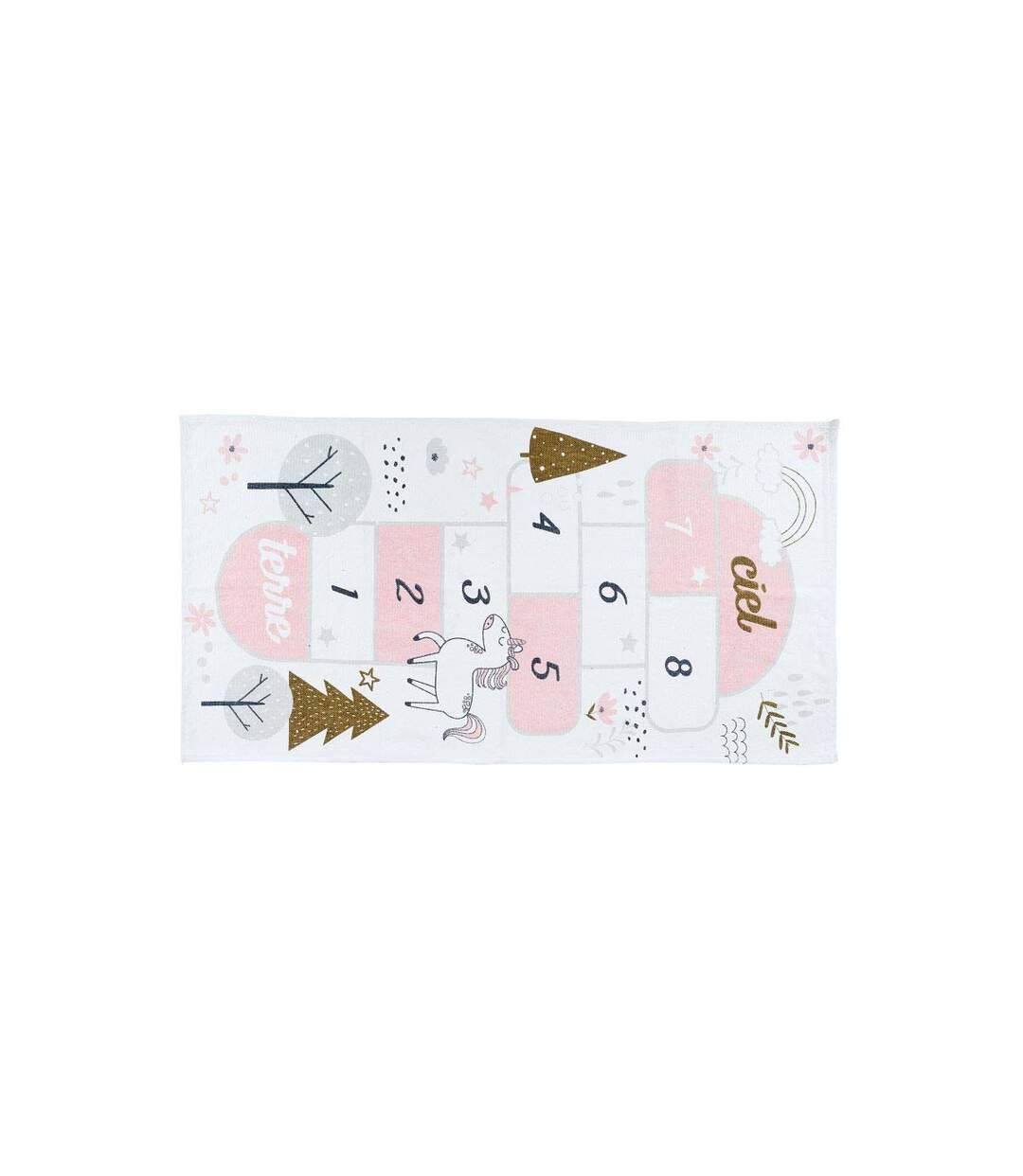 Tapis jeu enfant en coton 140x70 cm Marelle girly-1