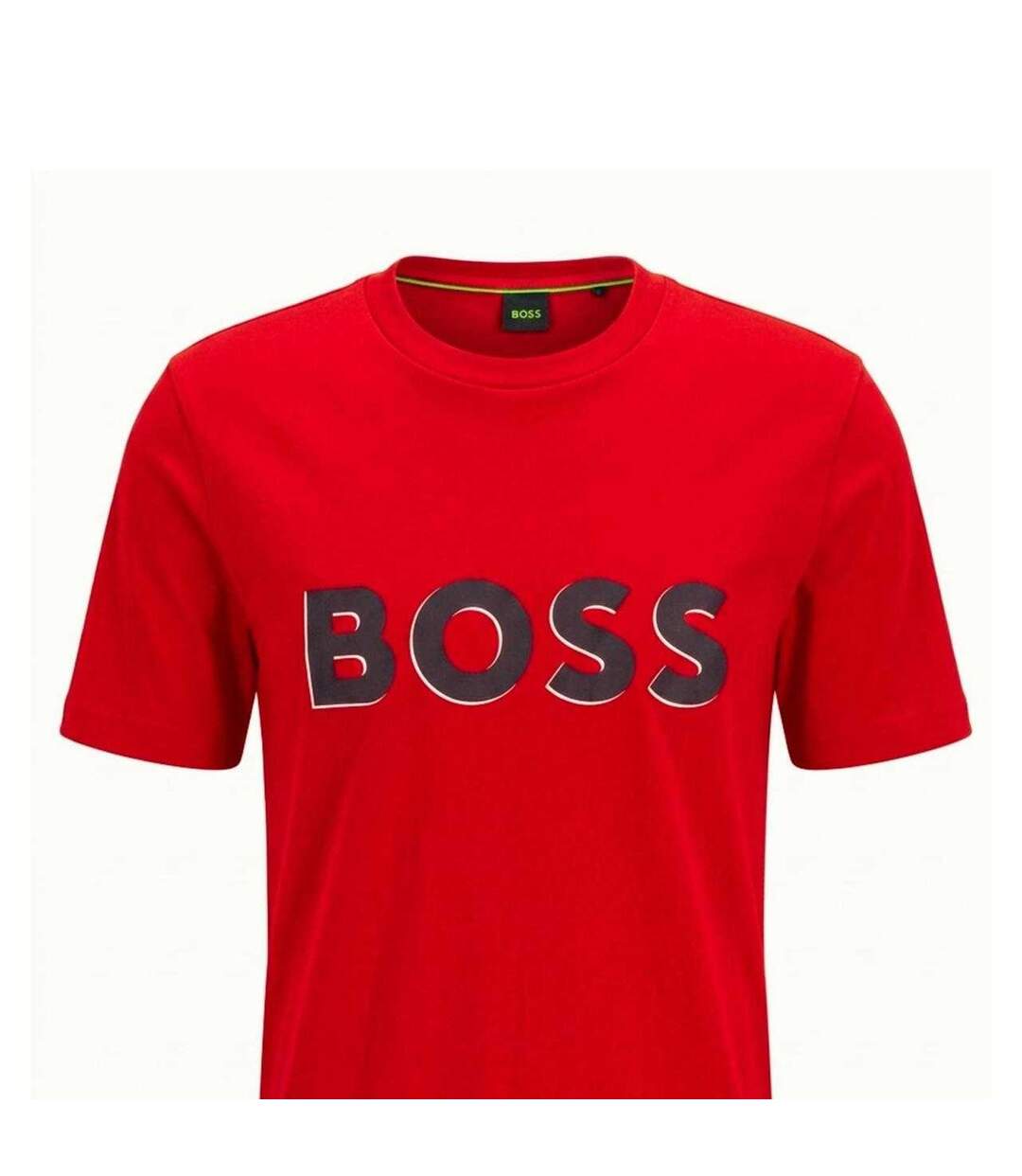 Mens Rubberised Logo Cotton T-shirt Red Boss-3